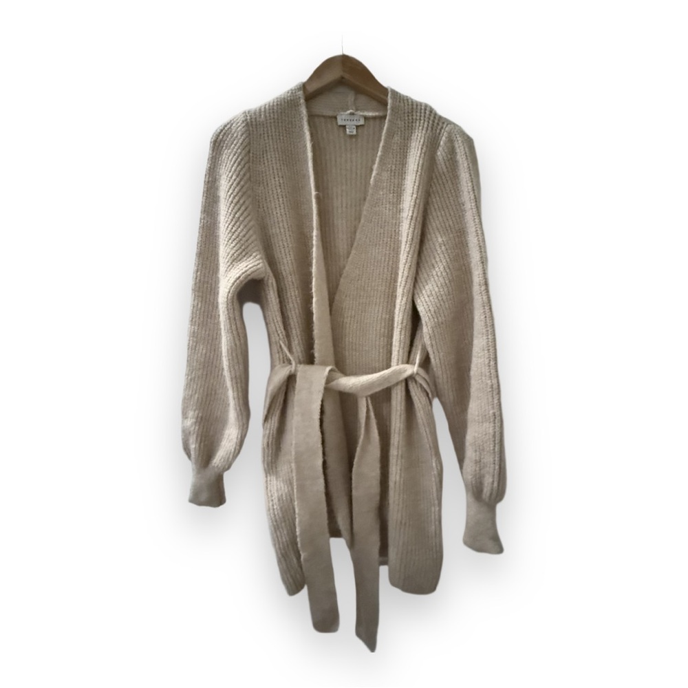 Topshop Cream Belted Cardigan